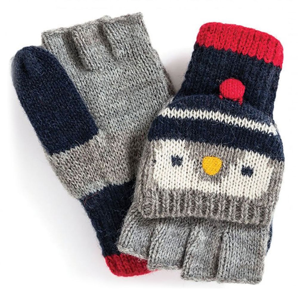 英國 JoJo Maman BeBe - 保暖舒適羊毛手套-迷人企鵝