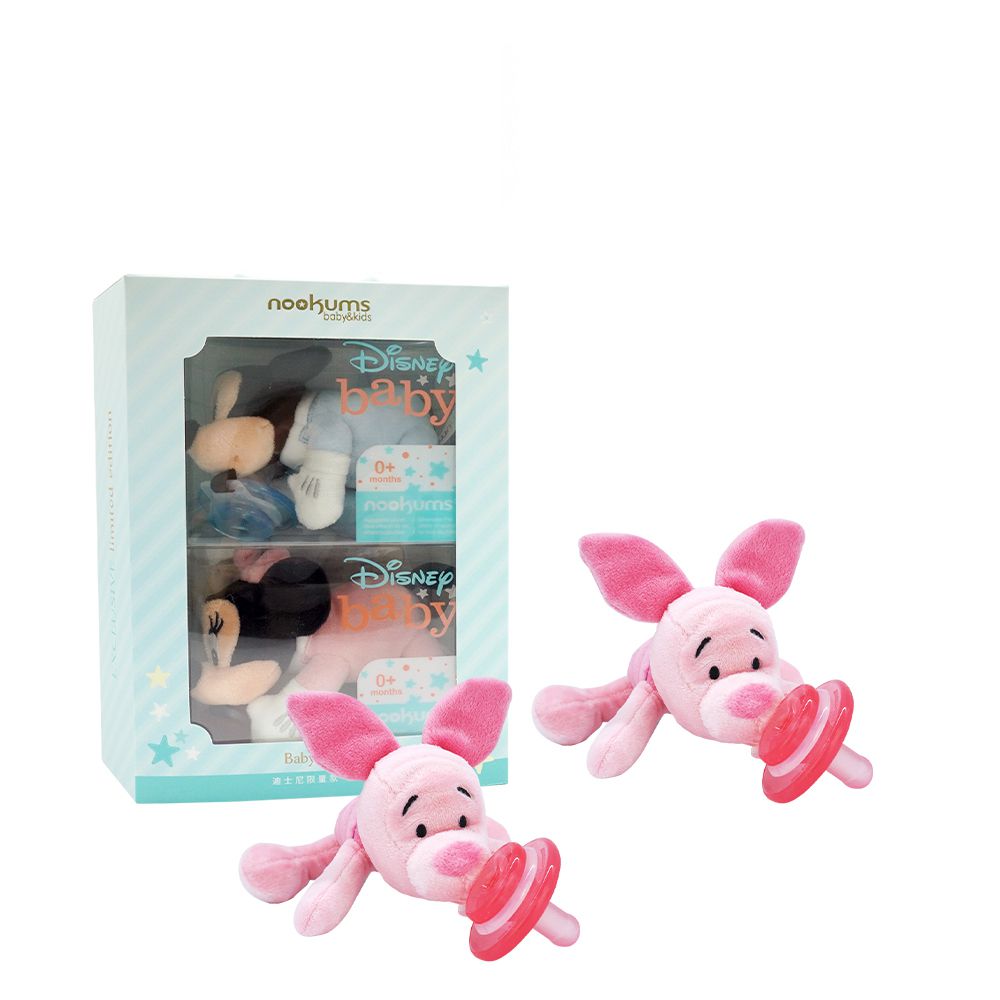 美國 nookums - 迪士尼禮盒組 寶寶可愛造型安撫奶嘴/玩偶-小豬+小豬
