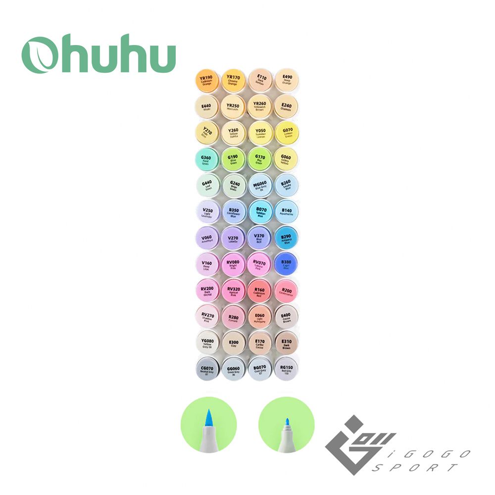 Ohuhu - Honolulu B 48色雙頭酒精性麥克筆套組 - 中調色系