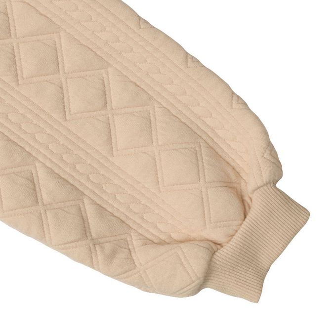 akachan honpo - 長袖鋪棉休閒上衣-拼接-淺卡其色