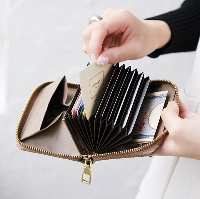 日本 LIZDAYS - 真皮多卡收納迷你短夾/錢包-素色-深藍 (11x9x2.5cm)