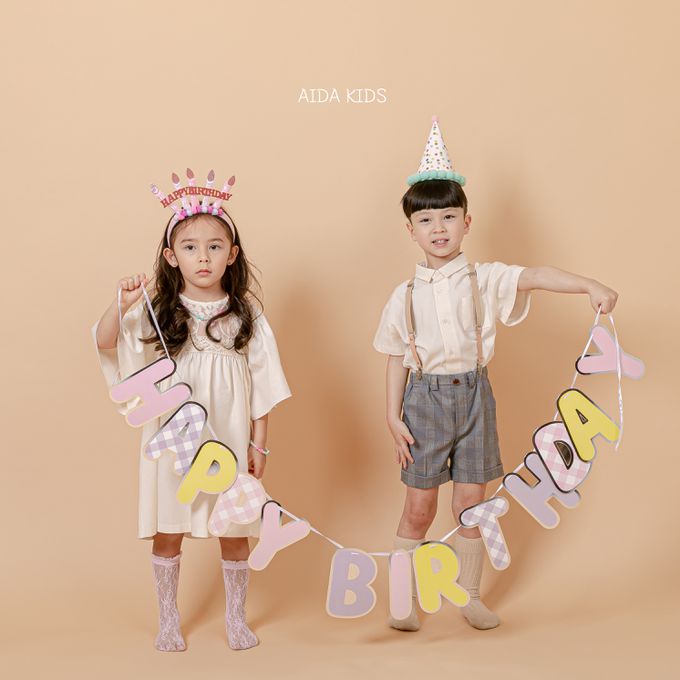 韓國 AIDA - 鬆緊腰紳士格紋反摺短褲-灰紫