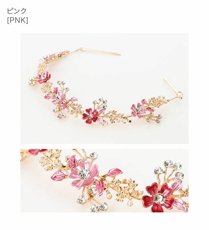 日本 Catherine Cottage - 細緻水鑽感花仙子造型髮箍-粉紅