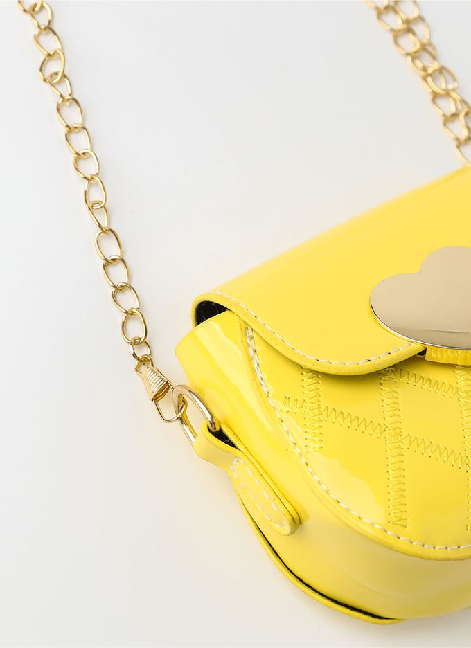 韓國 OZKIZ - (附包包)編織拼接感連身洋裝-黃