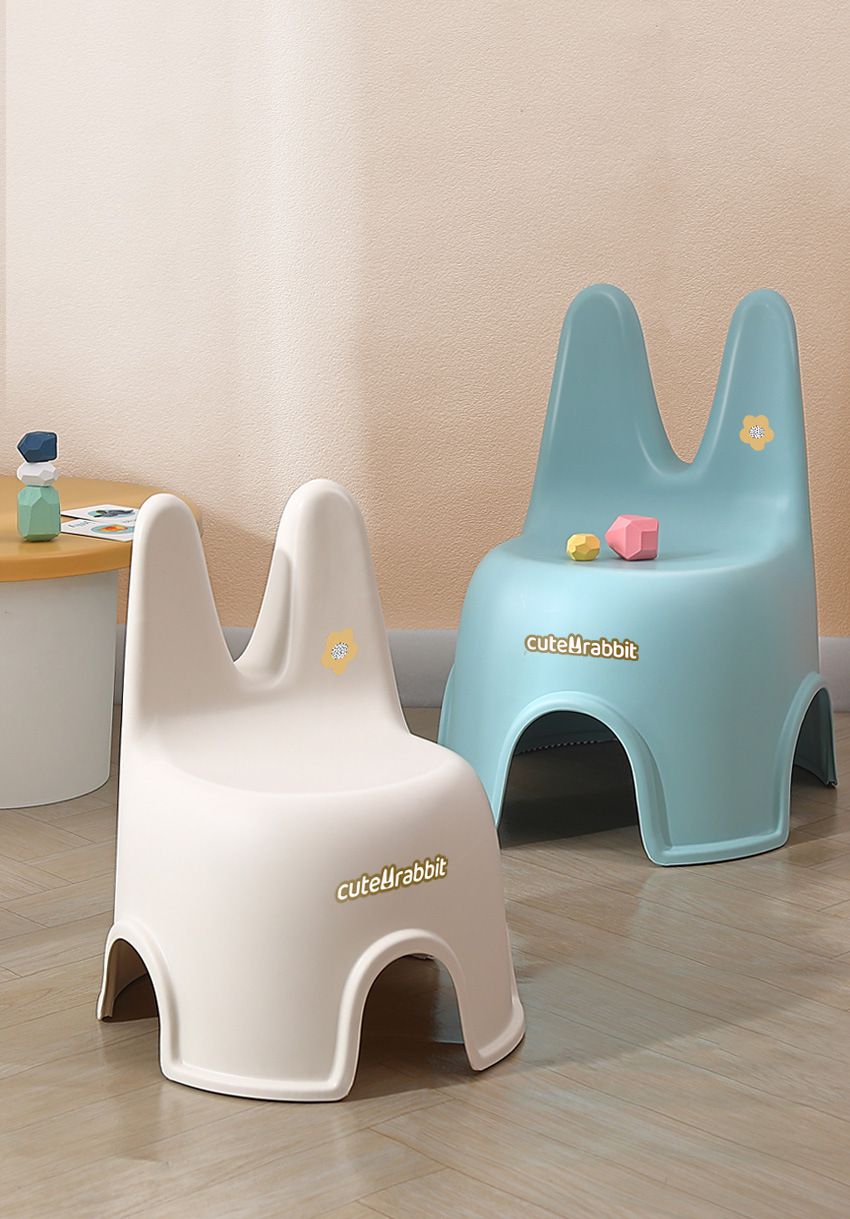 加厚塑膠防滑兒童矮凳-兔子耳朵-橘色