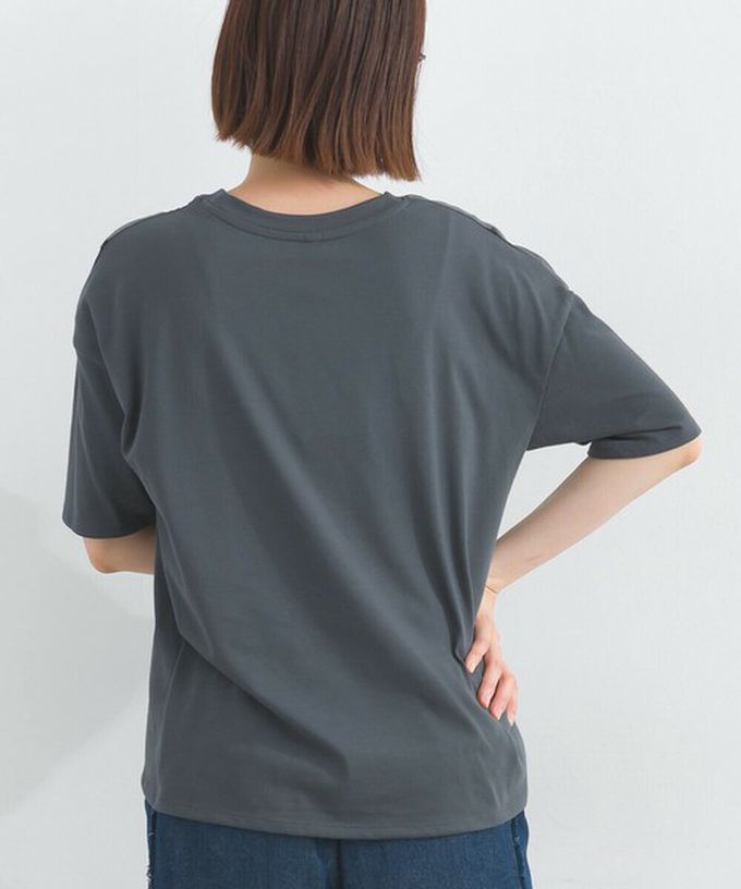 日本 Lupilien - 唯美刺繡舒適棉短袖上衣-蝴蝶結-深灰