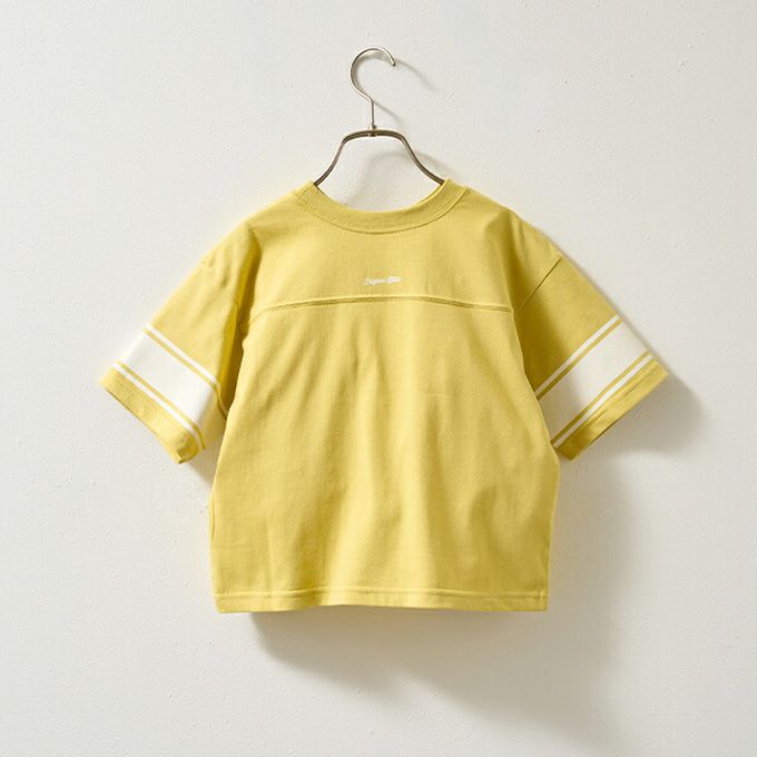 日本 b-ROOM - 正反都OK 落肩線條短袖上衣-黃