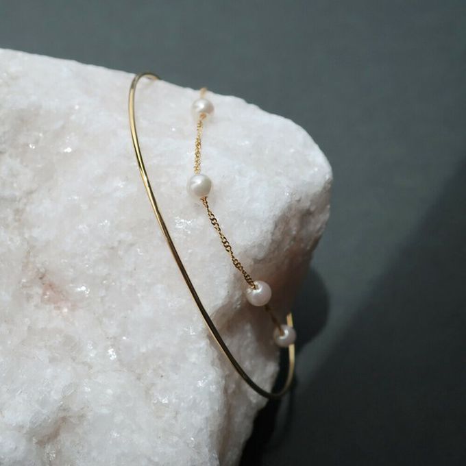 日本 Melody Accessory - 日本製 柔美細緻雙層手鏈-三顆珍珠-銀