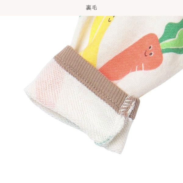 日本西松屋 - 裏毛圓領印花長袖上衣-蔬菜家族-米杏