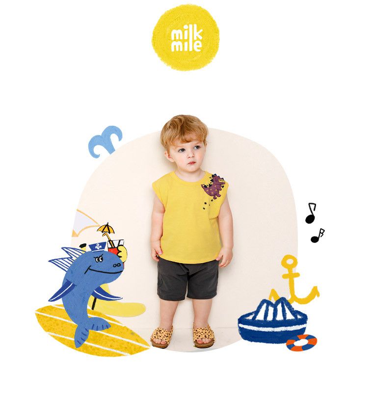 韓國 milk mile - 肩上暴龍套裝-黃