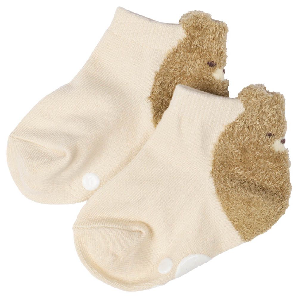 造型襪-腳後跟小熊-淺卡其色 (9~14cm)
