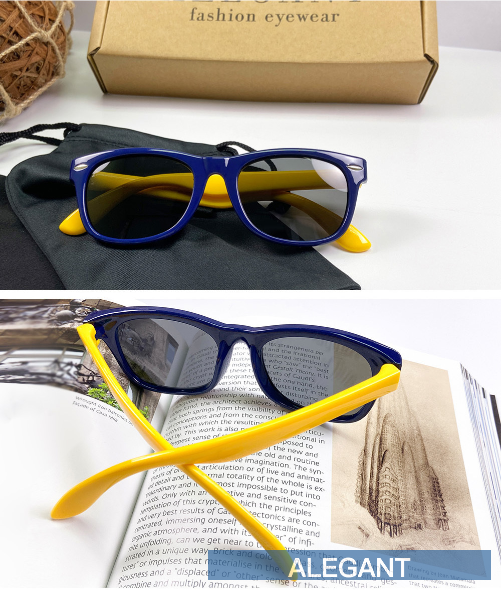 ALEGANT - 活力黃中性兒童專用輕量彈性偏光墨鏡│UV400太陽眼鏡