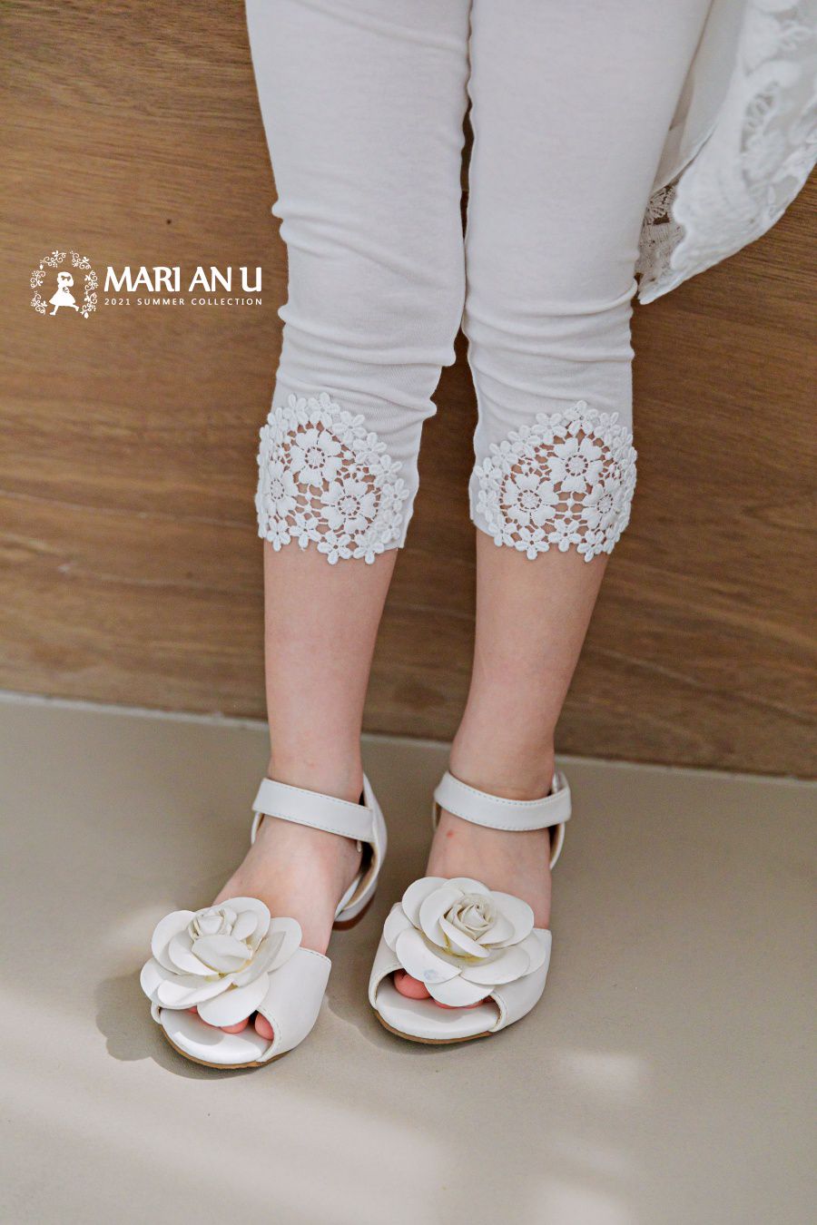 韓國 mari an u - 三朵雕花內搭褲-白