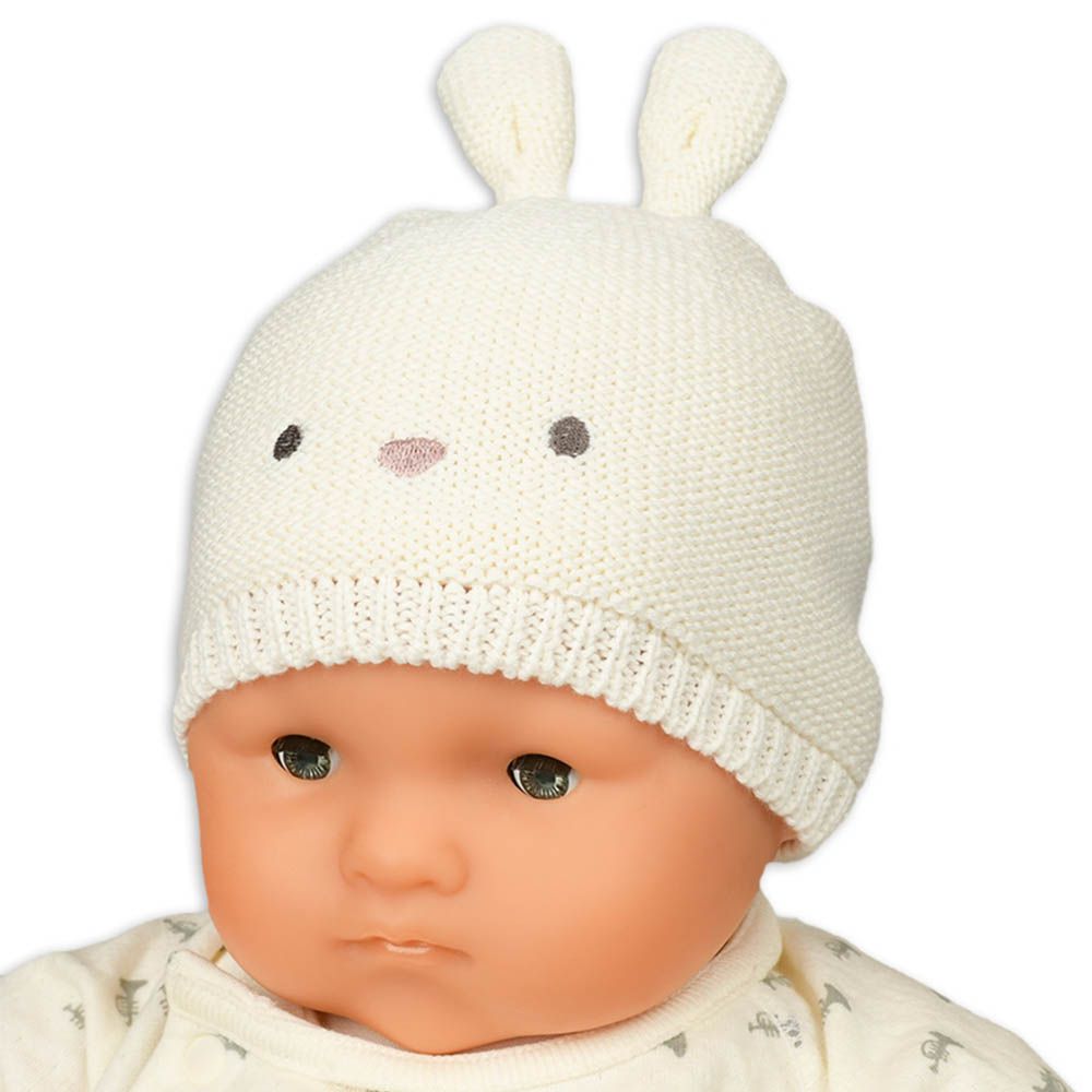 嬰幼兒動物針織帽-白色