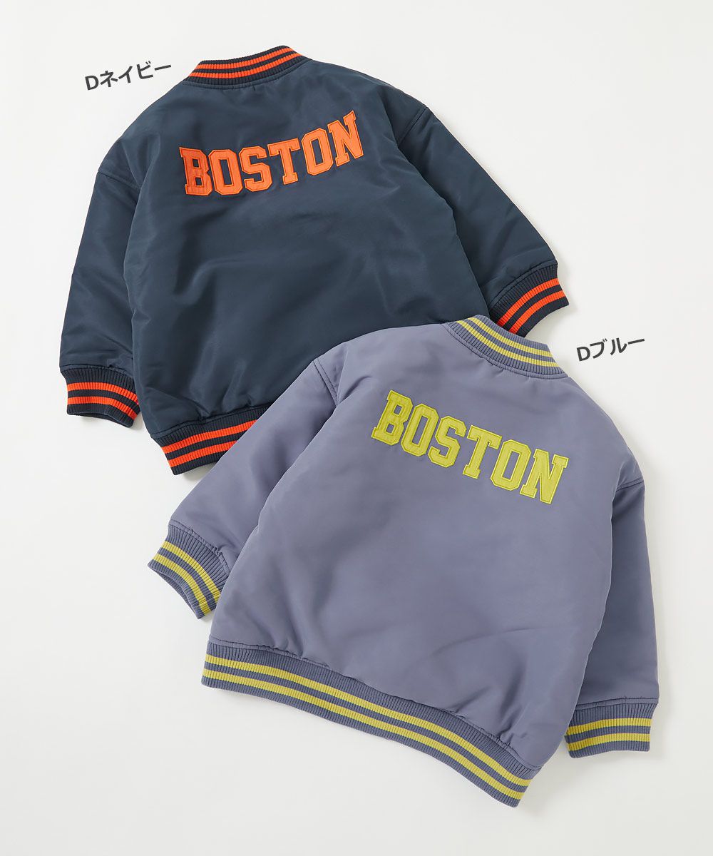 日本 devirock - 條紋配色帥氣棒球外套-藍紫x黃