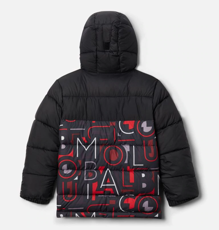 Columbia - 兒童高機能耐寒保暖外套-Black, Red Multi Typo Print 黑紅色