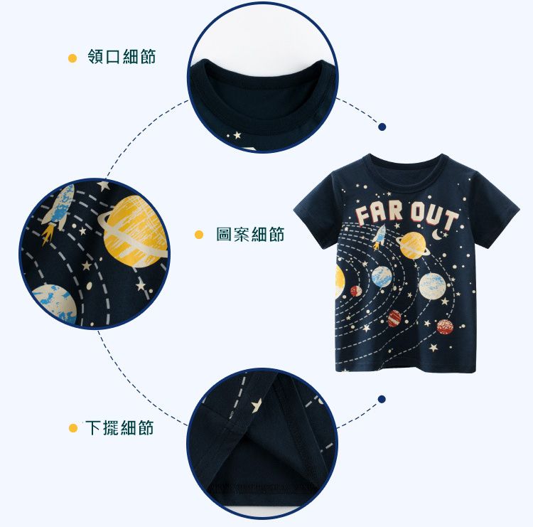 短袖棉T-銀河系探險-深藍色