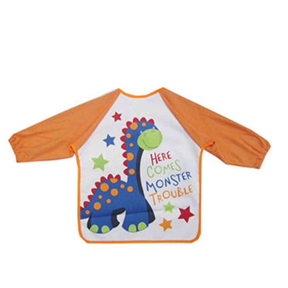 美國 Luvable Friends - 嬰幼兒長袖防水圍兜/畫畫衣單入組-藍色恐龍