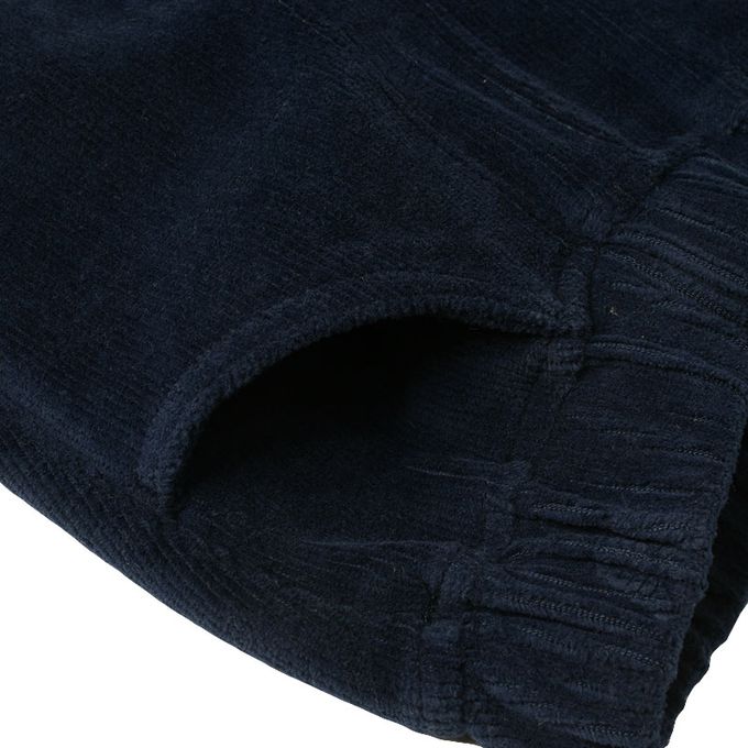 akachan honpo - 10分燈心絨褲-膝蓋圖案-深藍色