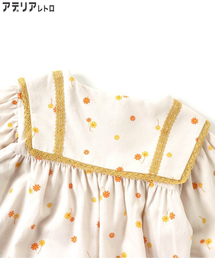 日本 BREEZE - 聯名款 昭和風文藝翻領長袖上衣-蒲公英點點-米白