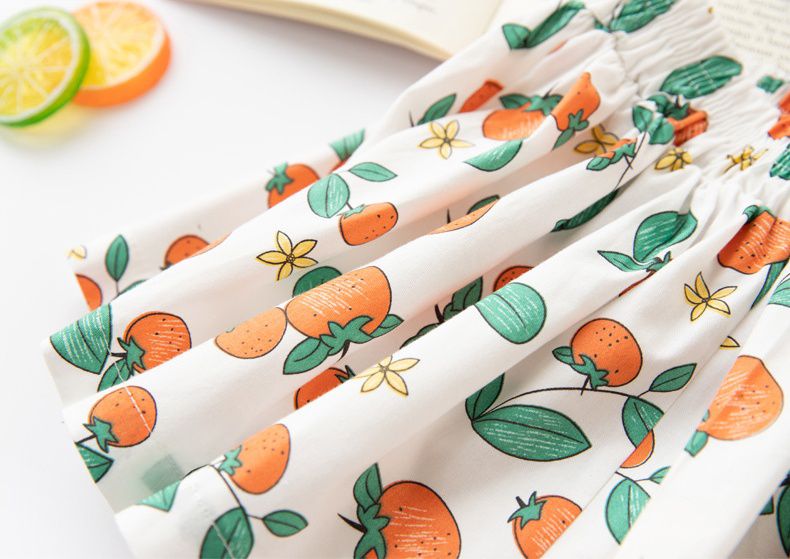 FANMOU - 99%棉腰鬆緊印花短褲-碎花-卡其色