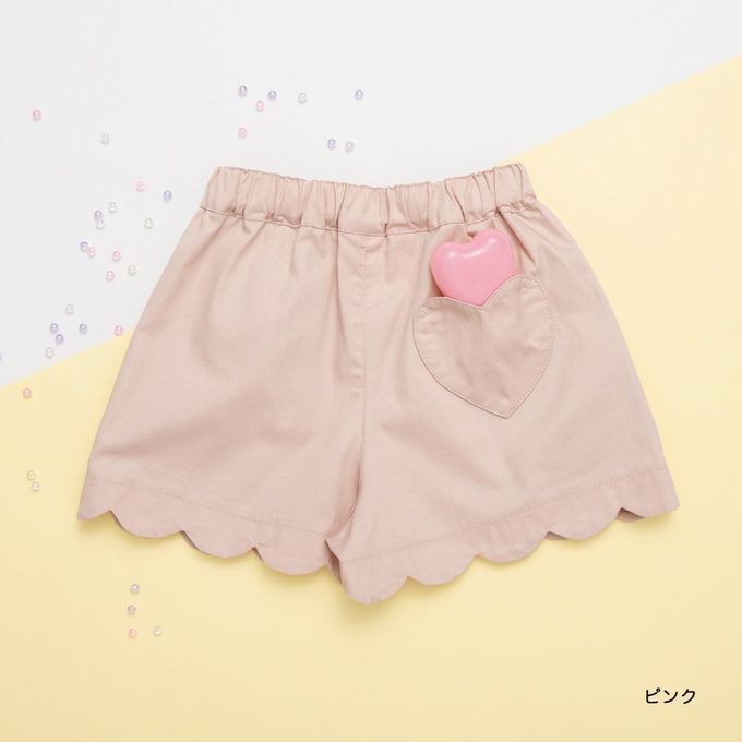 日本 BRANSHES - 心型口袋貝殼下擺可愛短褲-格子-黑x白