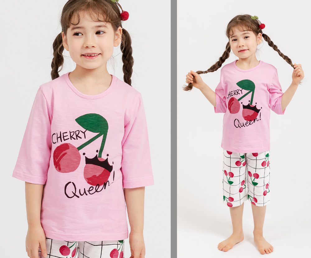 韓國 Mellisse - 韓製極致細柔7分袖家居服(無螢光棉)-櫻桃王國的女王