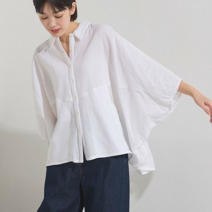 日本 OMNES - 100%印度棉 柔軟透氣寬袖襯衫(附口袋)-炭黑