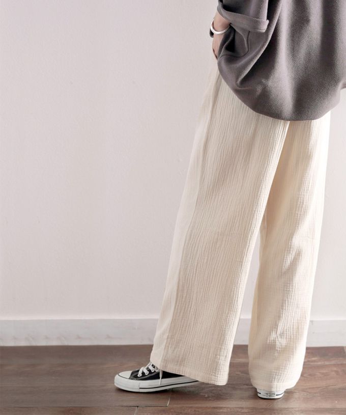 日本 Classical Elf - 純棉夏日柳葉舒適寬褲-黑