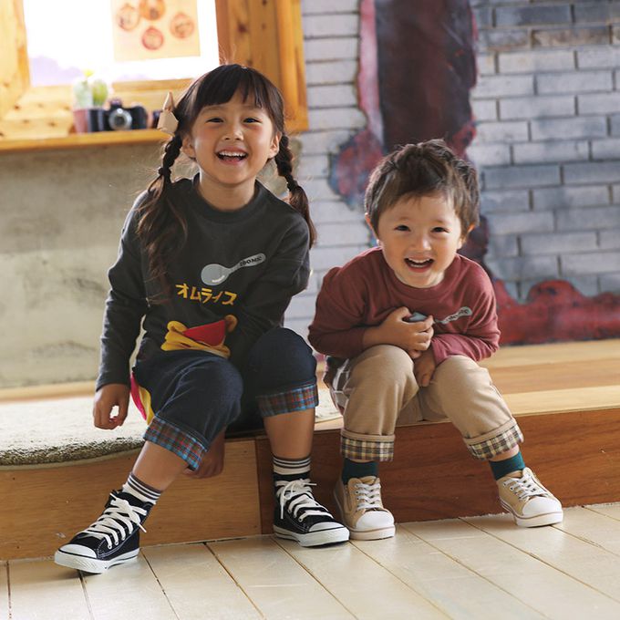 日本 ZOOLAND - 柔軟舒適格紋七分褲-蛋包飯口袋-海軍藍