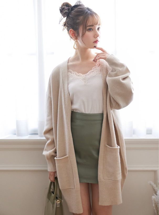 日本 GRL - 皮質時尚修身短裙-黑