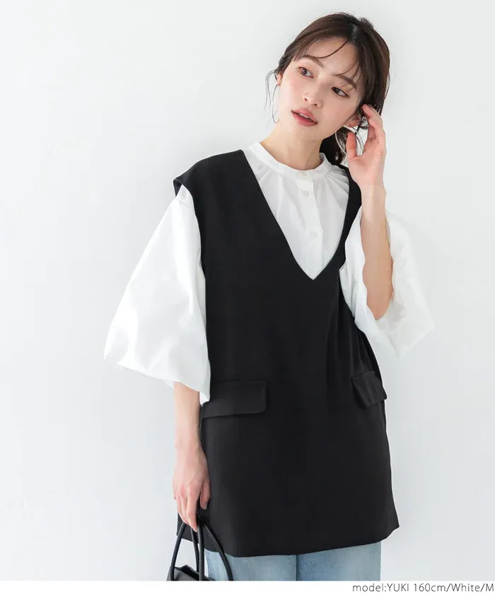 日本 COCA - 優雅夢幻泡泡袖襯衫-白