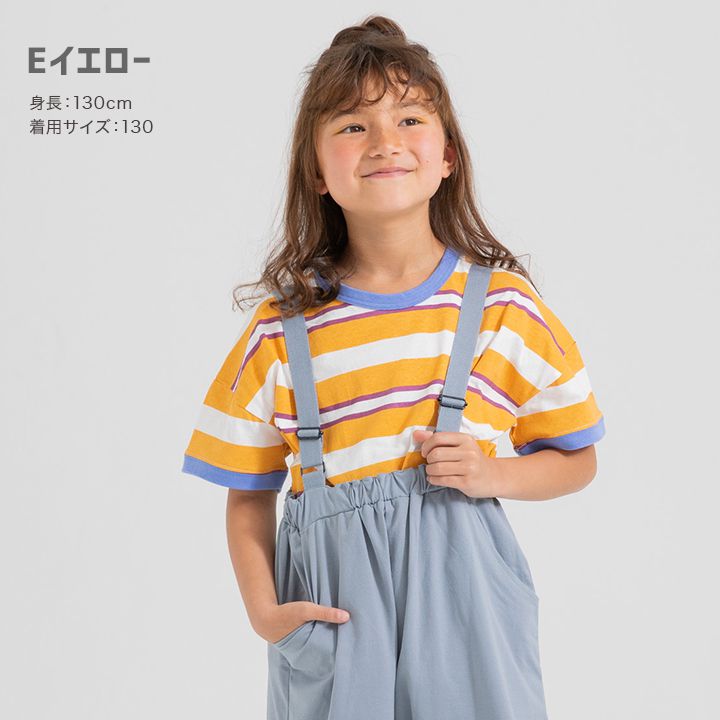 日本 Chil2 - 100%棉 百搭條紋短袖上衣-水藍x白