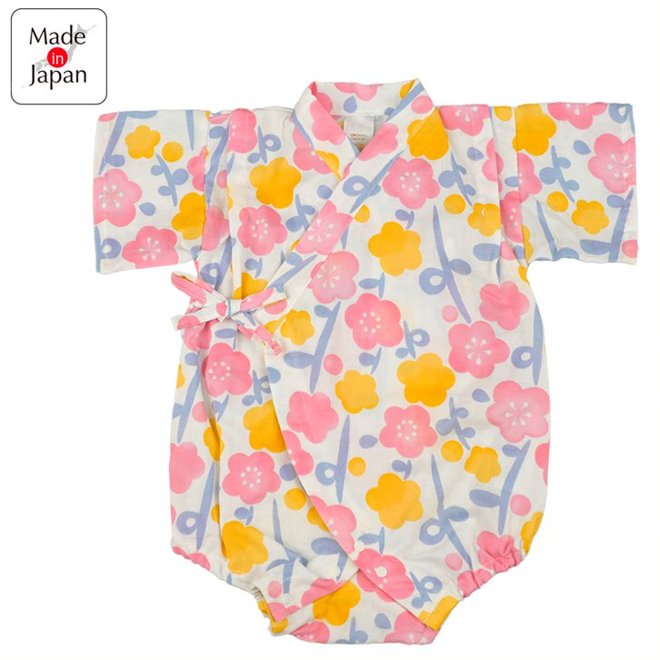 akachan honpo - 甚平包屁衣-小花-米白色