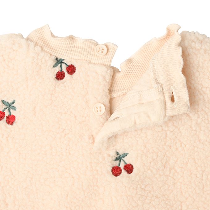 akachan honpo - 洋裝-刷毛 刺繡-淺卡其色