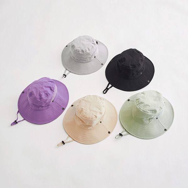 日本 b-ROOM - 抗UV側邊網眼百搭遮陽帽-淺灰 (50-54cm)