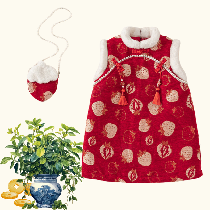 紅色拜年洋裝 童裝 兒童拜年服