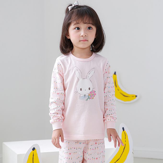 正韓 Cogibu - 極舒適無螢光劑 100% 有機棉幼兒/兒童睡衣/家居服套裝組-小花園