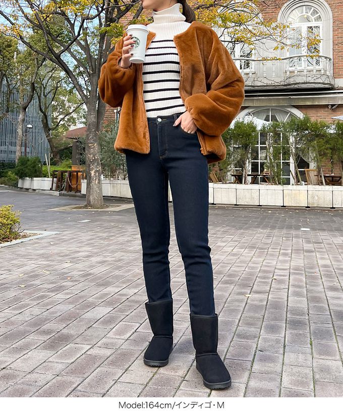 日本 Kobe Lettuce - 最暖刷毛美腿丹寧褲(可選長度)-淺藍