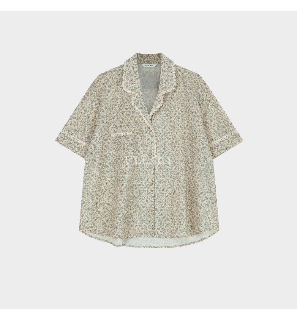 韓國 ULLALA - 滿版碎花短袖睡衣(兩件式) (FREE)