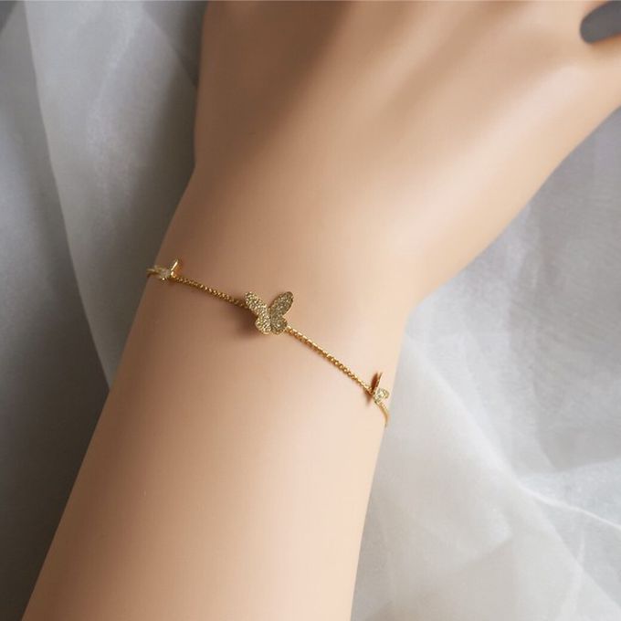 日本 Melody Accessory - 日本製 翩翩立體蝴蝶手鍊-金