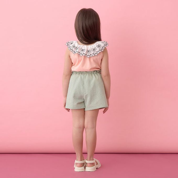 日本 Lycee mine - 精緻櫻桃蕾絲領無袖上衣-白