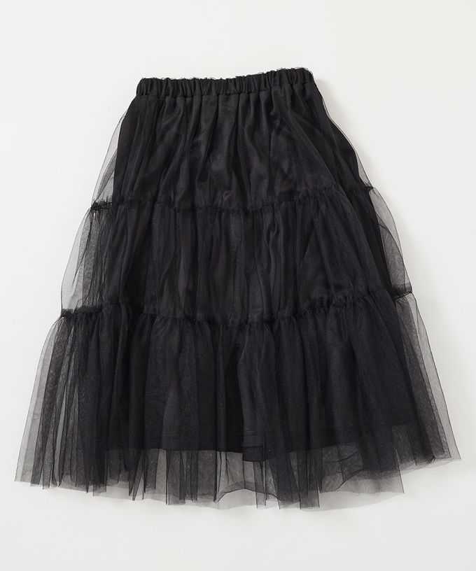 日本 devirock - 夢幻薄紗層次甜美長裙-黑