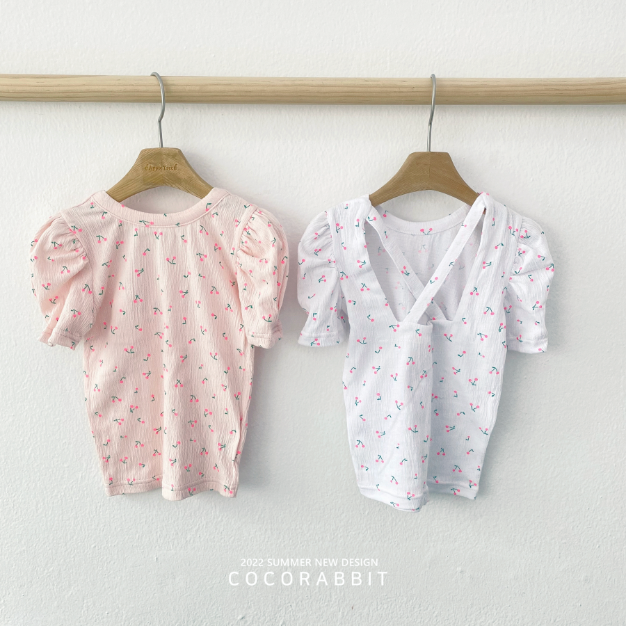 韓國 Coco rabbit - 小花朵交叉露背上衣-白