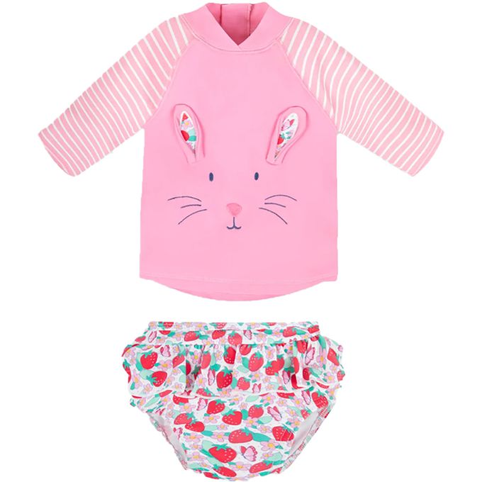 英國 JoJo Maman BeBe - 嬰幼兒/兒童兩件式防曬泳裝-甜蜜草莓
