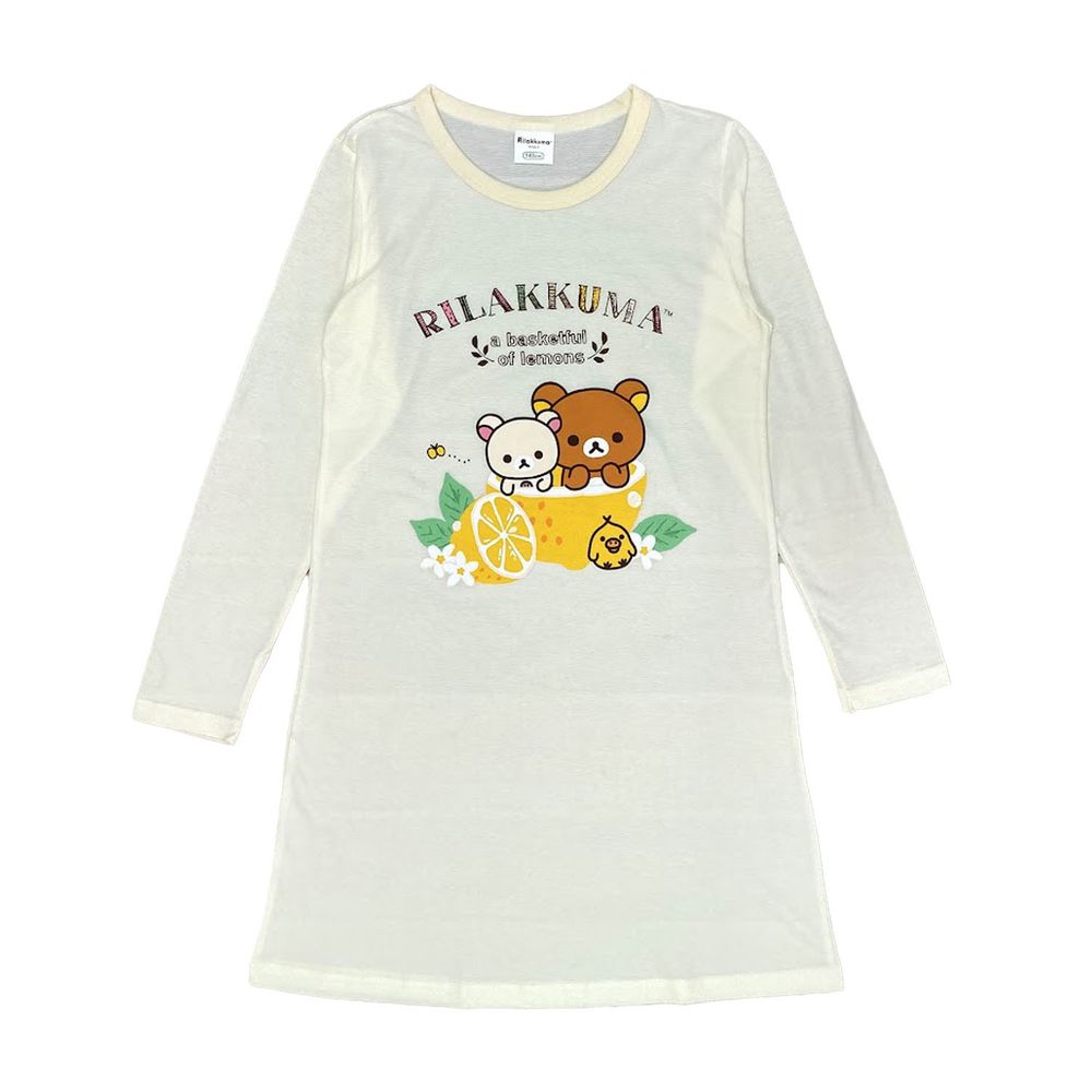 拉拉熊 - 100%純棉兒童長袖連身睡衣/睡裙-黃
