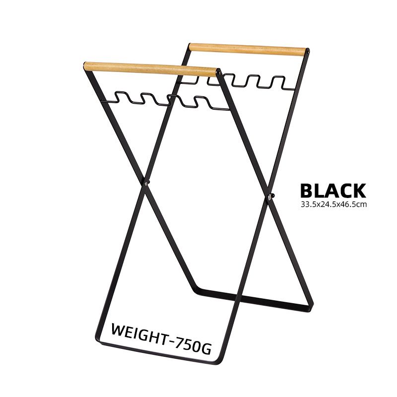 CLS - 戶外木柄折疊式垃圾袋支架-白色 (33.5x24.5x46.5cm)
