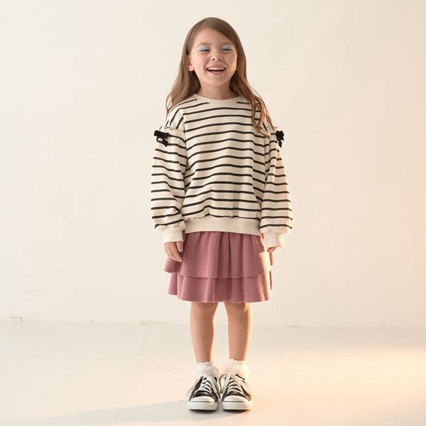 日本 Lycee mine - 蛋糕層次摺邊針織短裙-深卡其