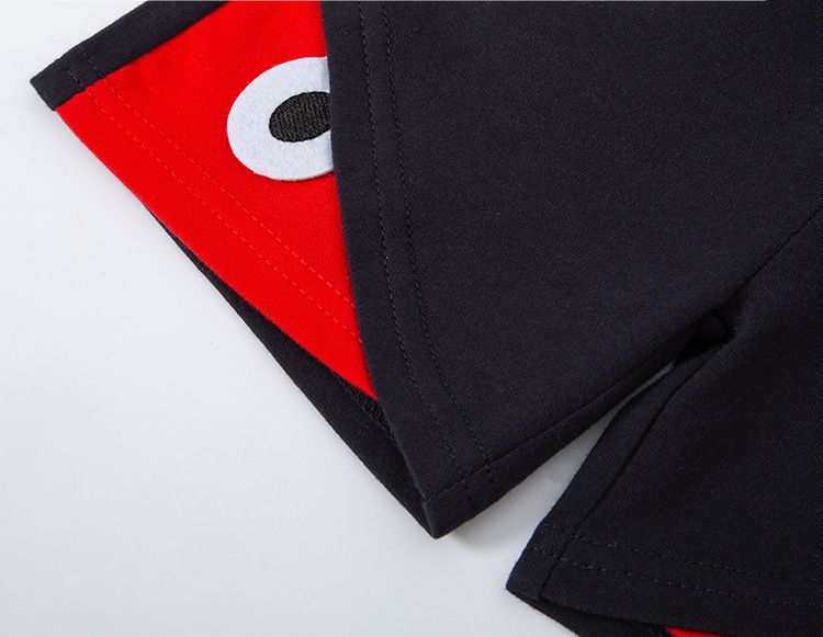 純棉運動短褲-口袋眼睛-藍色