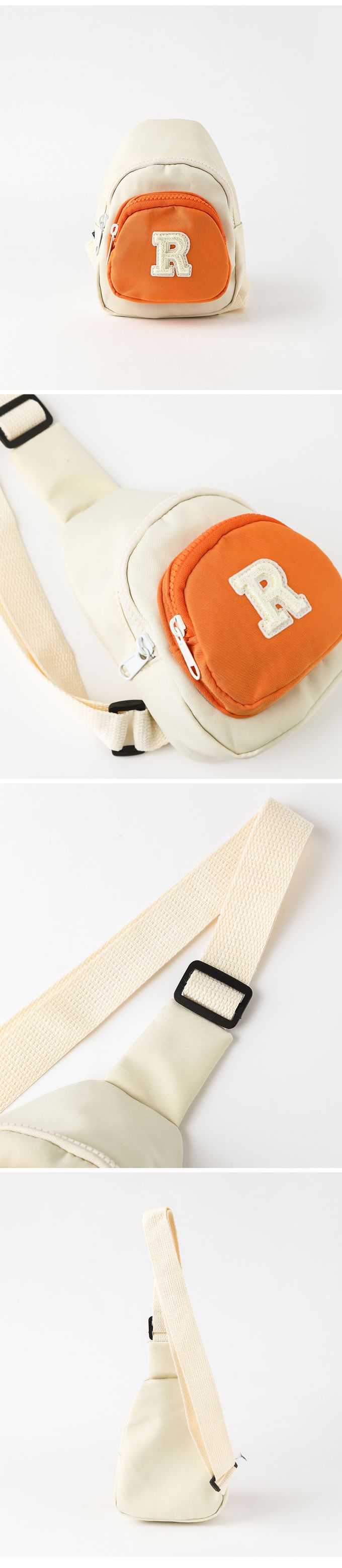 韓國 OZKIZ - 字母R撞色斜背包-綠X米白 (FREE)